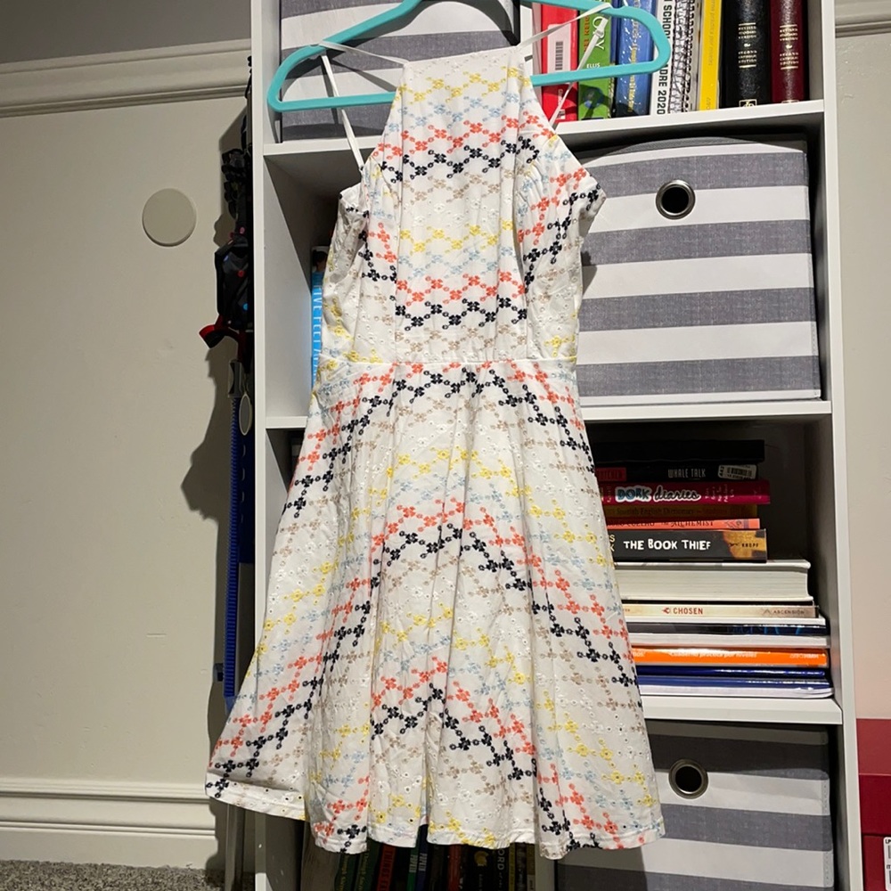 White and multi colored dress